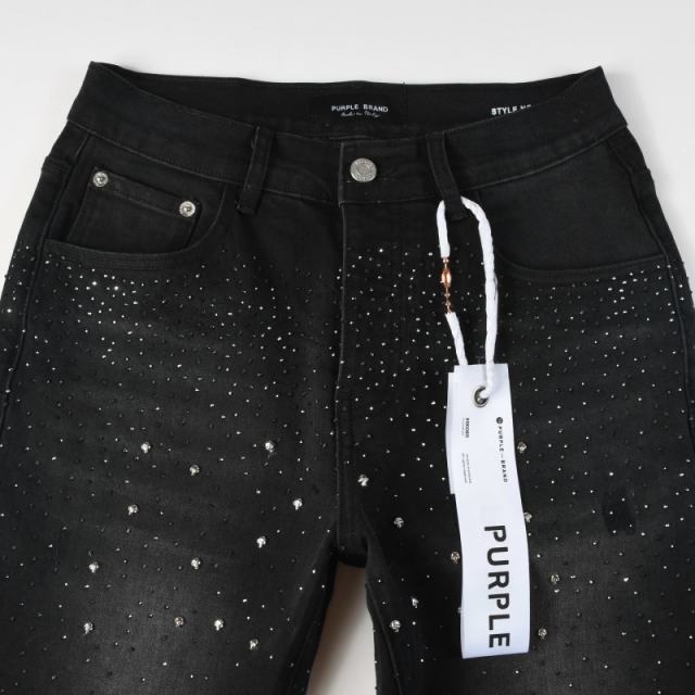 1:1 Quality PURPLE BRΑND Rhinestone Black Shorts