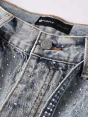 [Best Quality]1:1 PURPLE BRΑND Radial Rhinestone Denim Shorts