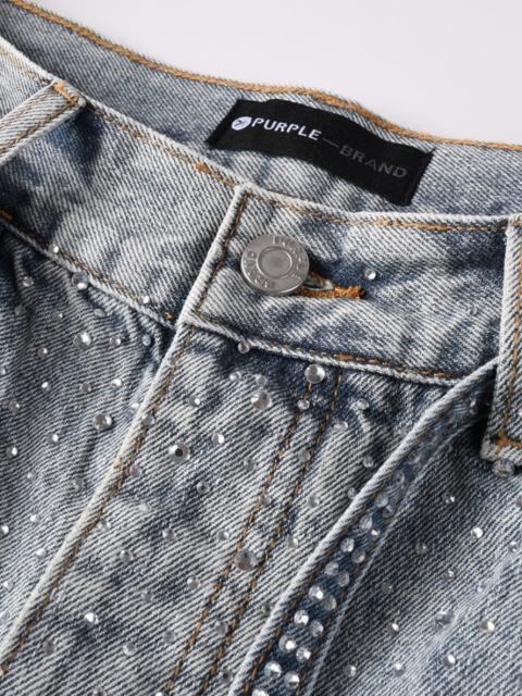 [Best Quality]1:1 PURPLE BRΑND Radial Rhinestone Denim Shorts