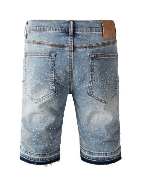 [Best Quality]1:1 PURPLE BRΑND Cross Rhinestone Denim Shorts