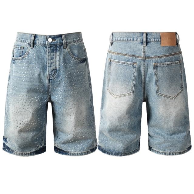 1:1 Quality PURPLE BRΑND Rhinestone Denim Shorts