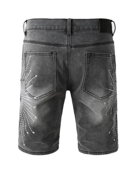 [Best Quality]1:1 PURPLE BRΑND Radial Rhinestone Denim Shorts
