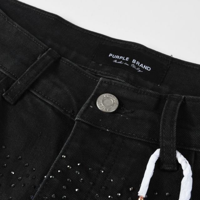 1:1 Quality PURPLE BRΑND Rhinestone Black Shorts