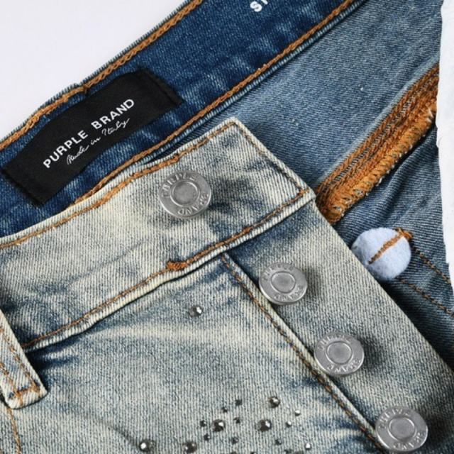 1:1 Quality PURPLE BRΑND Rhinestone Denim Shorts