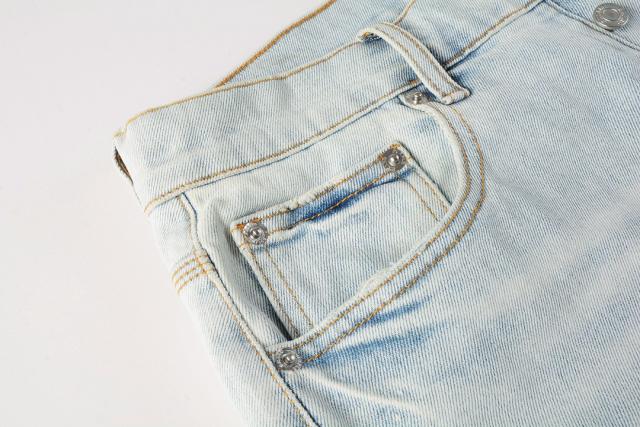 1:1 Quality PURPLE BRΑND Red Bandana Denim Shorts