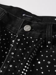 [Best Quality]1:1 PURPLE BRΑND Radial Rhinestone Denim Shorts