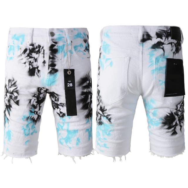 1:1 Quality PURPLE BRΑND Tie Dye White Shorts