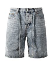 [Best Quality]1:1 PURPLE BRΑND Radial Rhinestone Denim Shorts