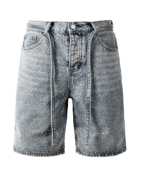 [Best Quality]1:1 PURPLE BRΑND Radial Rhinestone Denim Shorts