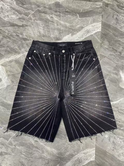 [Best Quality]1:1 PURPLE BRΑND Radial Rhinestone Denim Shorts