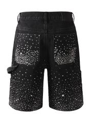 [Best Quality]1:1 PURPLE BRΑND Rhinestone Denim Shorts