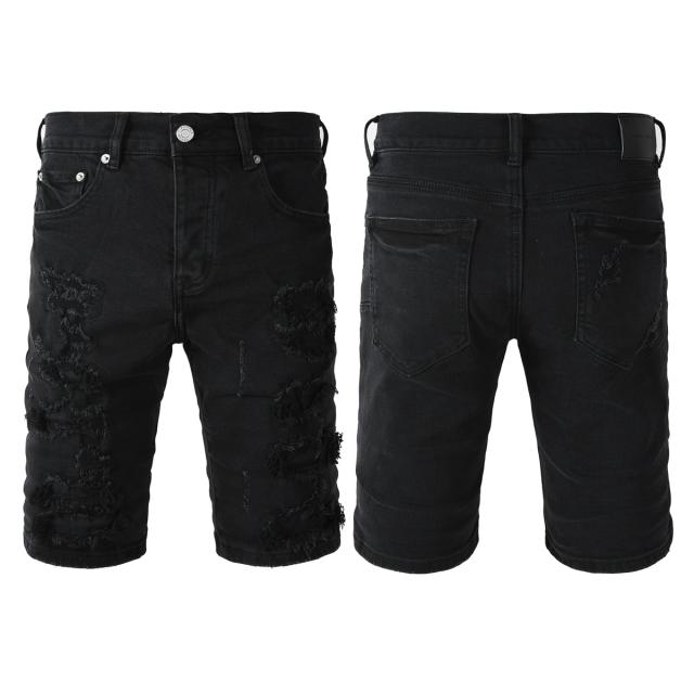 1:1 Quality PURPLE BRΑND Fringe Black Shorts
