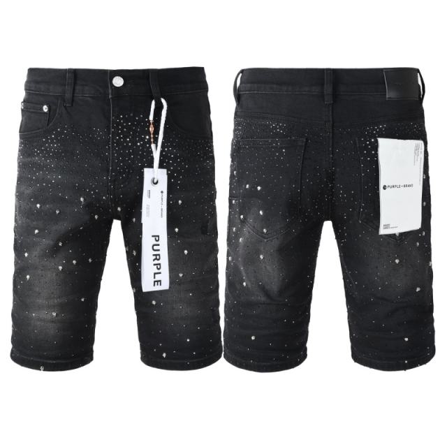 1:1 Quality PURPLE BRΑND Rhinestone Black Shorts