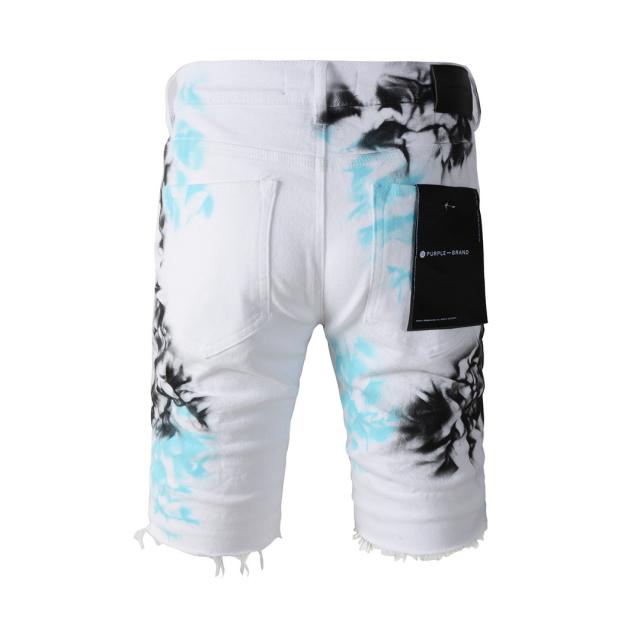1:1 Quality PURPLE BRΑND Tie Dye White Shorts