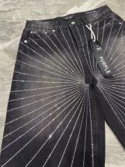 [Best Quality]1:1 PURPLE BRΑND Radial Rhinestone Denim Shorts