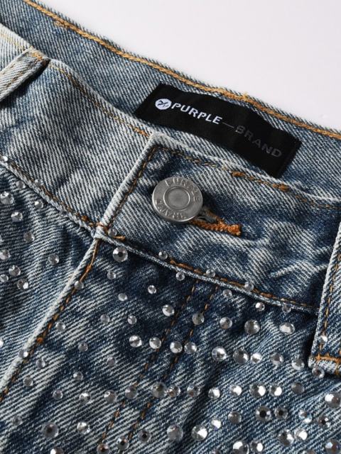 [Best Quality]1:1 PURPLE BRΑND Radial Rhinestone Denim Shorts