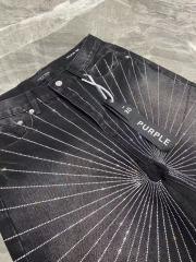 [Best Quality]1:1 PURPLE BRΑND Radial Rhinestone Denim Shorts