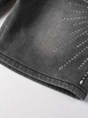 [Best Quality]1:1 PURPLE BRΑND Radial Rhinestone Denim Shorts