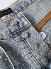 [Best Quality]1:1 PURPLE BRΑND Radial Rhinestone Denim Shorts