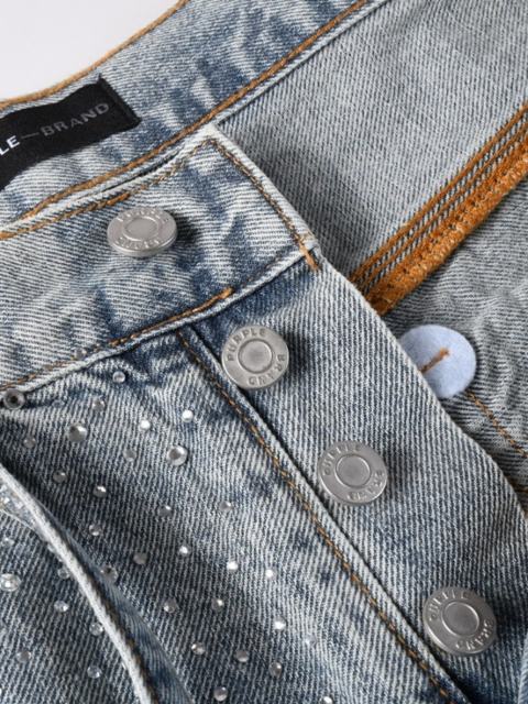 [Best Quality]1:1 PURPLE BRΑND Radial Rhinestone Denim Shorts
