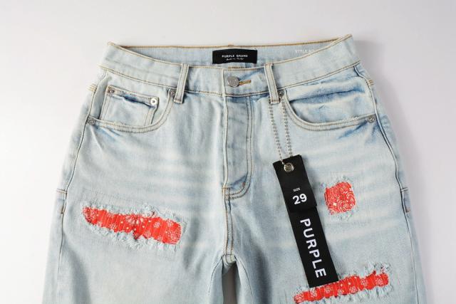 1:1 Quality PURPLE BRΑND Red Bandana Denim Shorts
