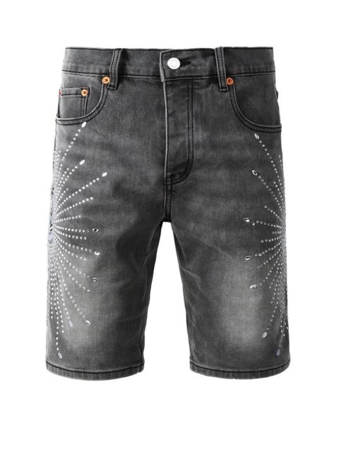 [Best Quality]1:1 PURPLE BRΑND Radial Rhinestone Denim Shorts