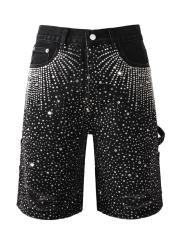 [Best Quality]1:1 PURPLE BRΑND Rhinestone Denim Shorts