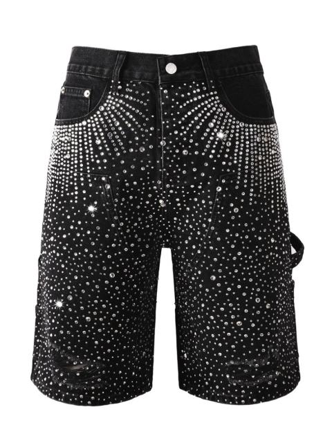 [Best Quality]1:1 PURPLE BRΑND Rhinestone Denim Shorts