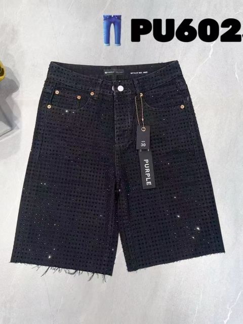 1:1 quality version Purple Black Diamond Denim Shorts