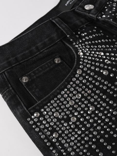 [Best Quality]1:1 PURPLE BRΑND Rhinestone Denim Shorts