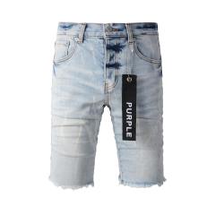 1:1 Quality PURPLE BRΑND Ruched Printed Denim Shorts
