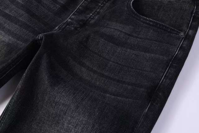 1:1 quality version Hollowed-out embroidered logo ripped jeans 28694083