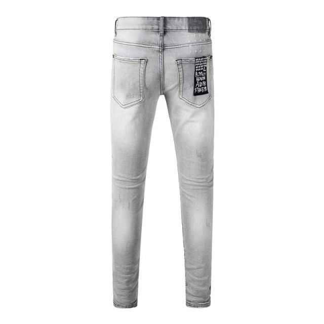 1:1 quality version Worn Hole Slim-fit Jeans 28700614