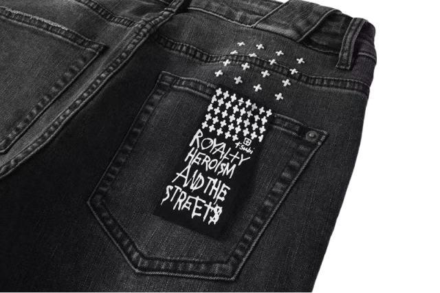 1:1 quality version Knee Logo Print Ripped Jeans 28700620