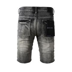 1:1 Quality PURPLE BRΑND Grey Leopard Denim Shorts