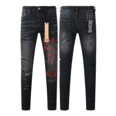 1:1 quality version Red Letter Embroidery Hole Jeans 28700618