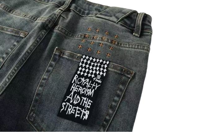 1:1 quality version Knee Zipper Hole Ripped Jeans 28700616