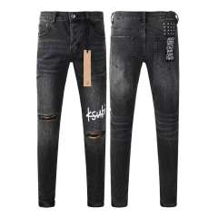 1:1 quality version Knee Logo Print Ripped Jeans 28700620