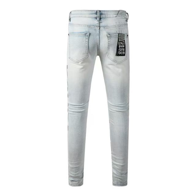 1:1 quality version Worn Hole Logo Printed Jeans 28700619