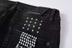 1:1 quality version Hollowed-out embroidered logo ripped jeans 28694083