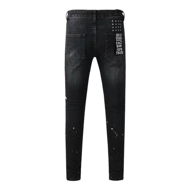 1:1 quality version Knee-hole White Dot Jeans 28700617