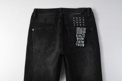 1:1 quality version Hollowed-out embroidered logo ripped jeans 28694083