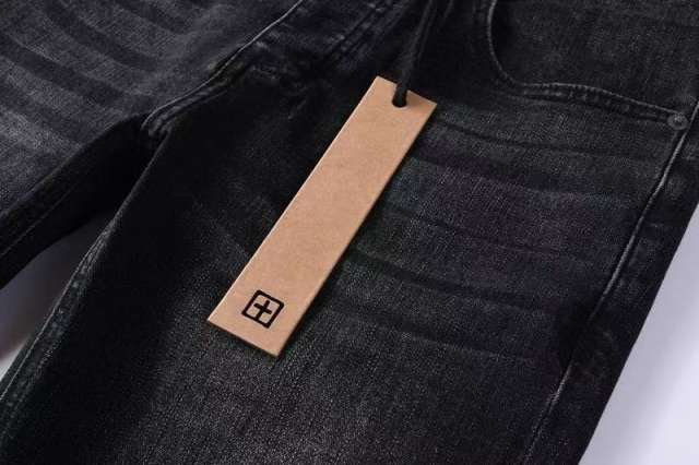 1:1 quality version Hollowed-out embroidered logo ripped jeans 28694083