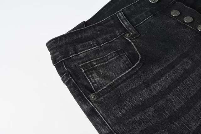 1:1 quality version Hollowed-out embroidered logo ripped jeans 28694083