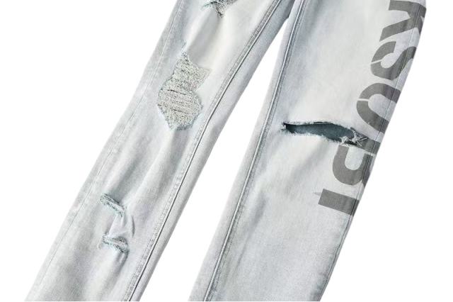 1:1 quality version Worn Hole Logo Printed Jeans 28700619