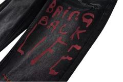 1:1 quality version Red Letter Embroidery Hole Jeans 28700618