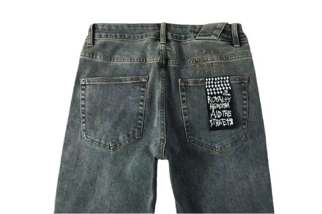 1:1 quality version Knee Zipper Hole Ripped Jeans 28700616