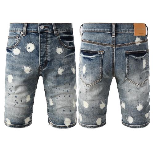 1:1 Quality PURPLE BRΑND Polka Dot Printed Washed Denim Shorts