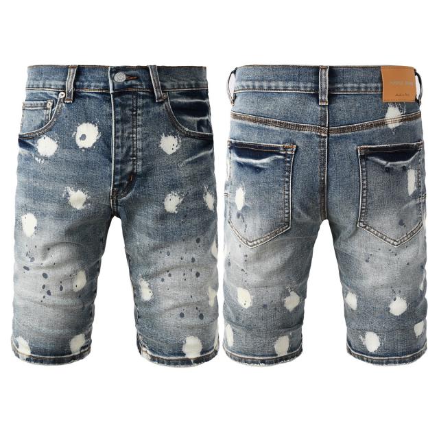 1:1 Quality PURPLE BRΑND Polka Dot Printed Washed Denim Shorts