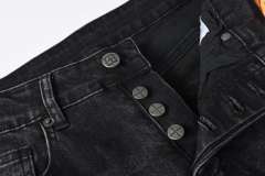 1:1 quality version Hollowed-out embroidered logo ripped jeans 28694083